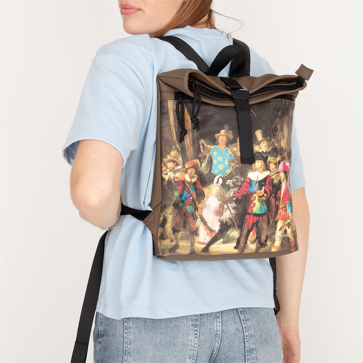 NEW REBELS Cityrucksack kleiner Roll Up RollTop Kurier Rucksack Mart Los Angeles, wasserabweisendes Planenmaterial, Nachtwache