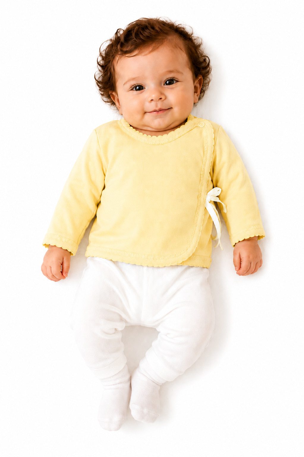 Wickelshirt Wickelshirt Baby Shirt Wickelhemdchen in Gelb T-Shirt langarm