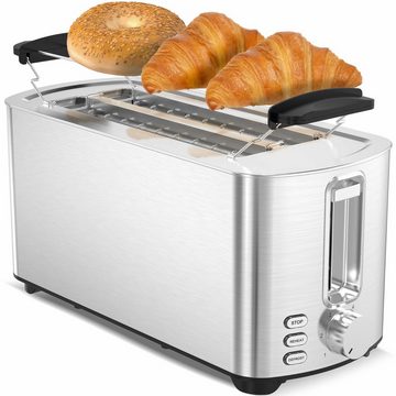 TurboTronic by Z-Line Toaster 4 Scheiben Langschlitz Toaster, Brötchenaufsatz & Krümeltablett 6 Bräunnungsstufen