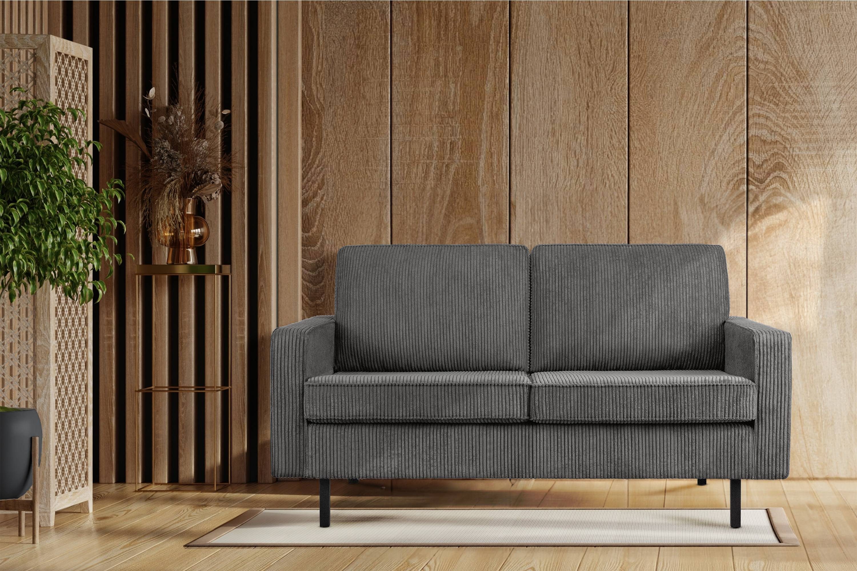 INVIA Zweisitzer-Sofa, Pet aus 2-Sitzer Friendly Cord-Stoff hochwertigem Schaumstoff, Polsterung in Konsimo