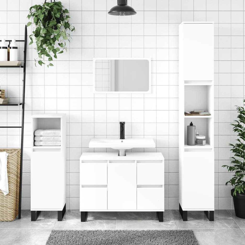 vidaXL Midischrank Badschrank Weiß 30x30x100 cm Holzwerkstoff (1-St)
