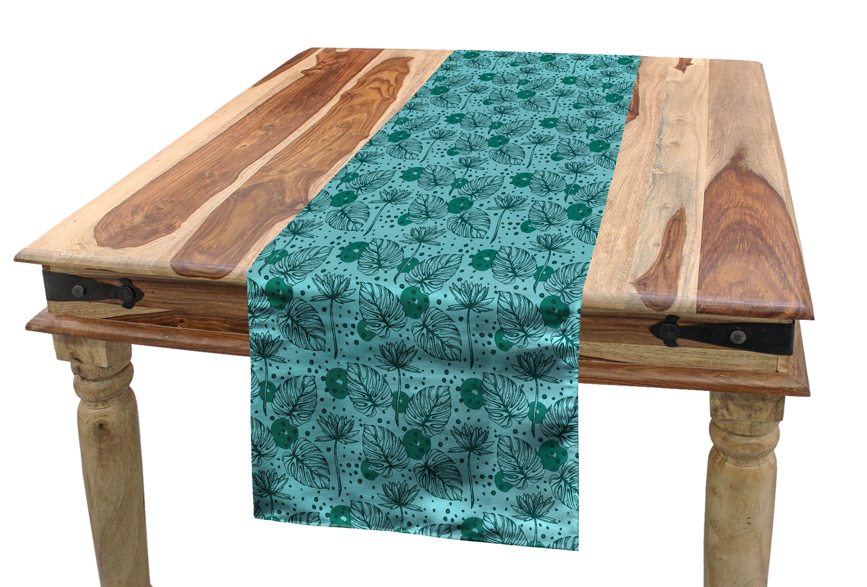 Abakuhaus Tischläufer Esszimmer Küche Rechteckiger Lotus Monstera-Blätter Dekorativer Tropical und Tischläufer