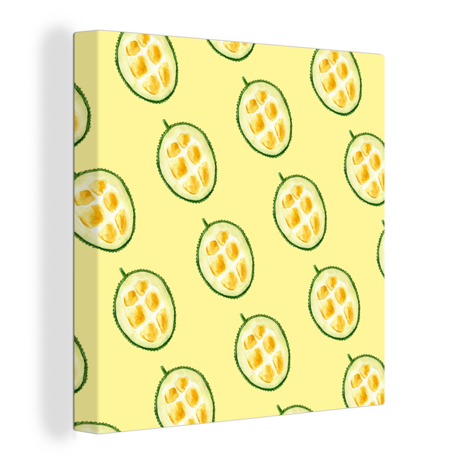 OneMillionCanvasses® Leinwandbild Obst - Schablonen - Gelb, (1 St), Leinwand Bilder für Wohnzimmer Schlafzimmer