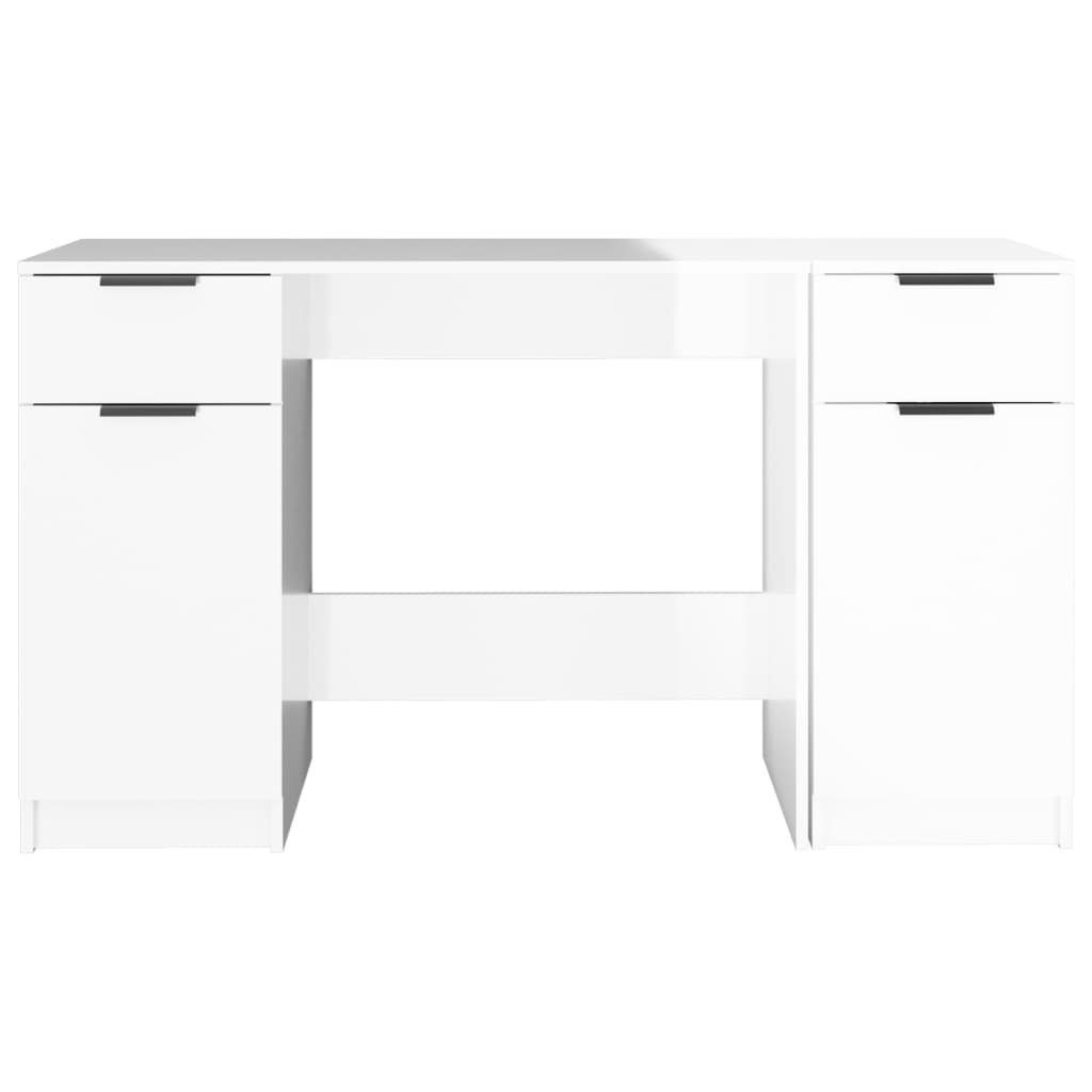 mit | Hochglanz-Weiß Hochglanz-Weiß Hochglanz-Weiß vidaXL Schreibtisch Schreibtisch Holzwerkstoff Beistellschrank