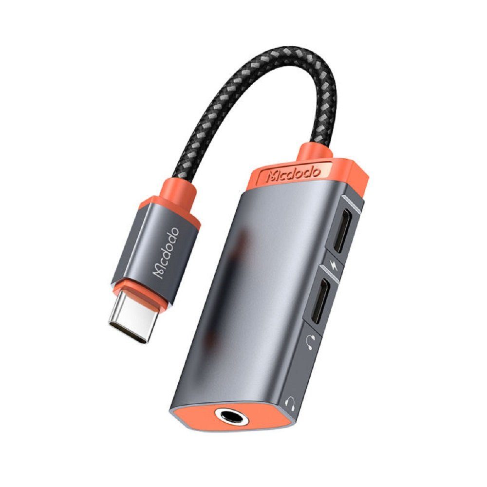 mcdodo 3in1 Typ-C zu DC3,5 mm + Dual Typ-C Charing 60W USB C Audio Adapter USB-Adapter