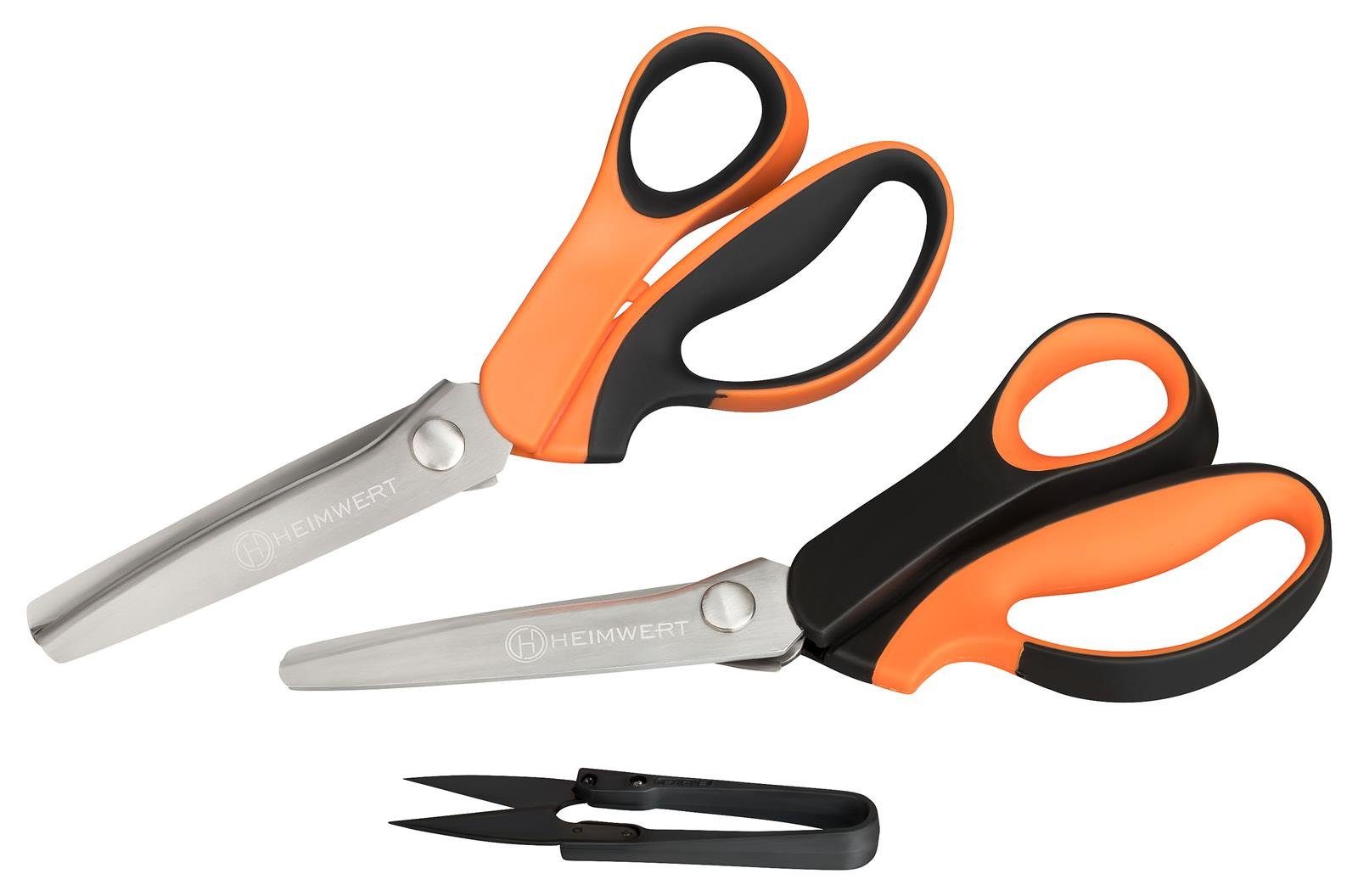 HEIMWERT Universalschere Stoffschere Zackenscheren Set, (Spar-Set, 3-tlg), Zickzackschere aus Edelstahl für Zackenschnitt Wellenschnitt