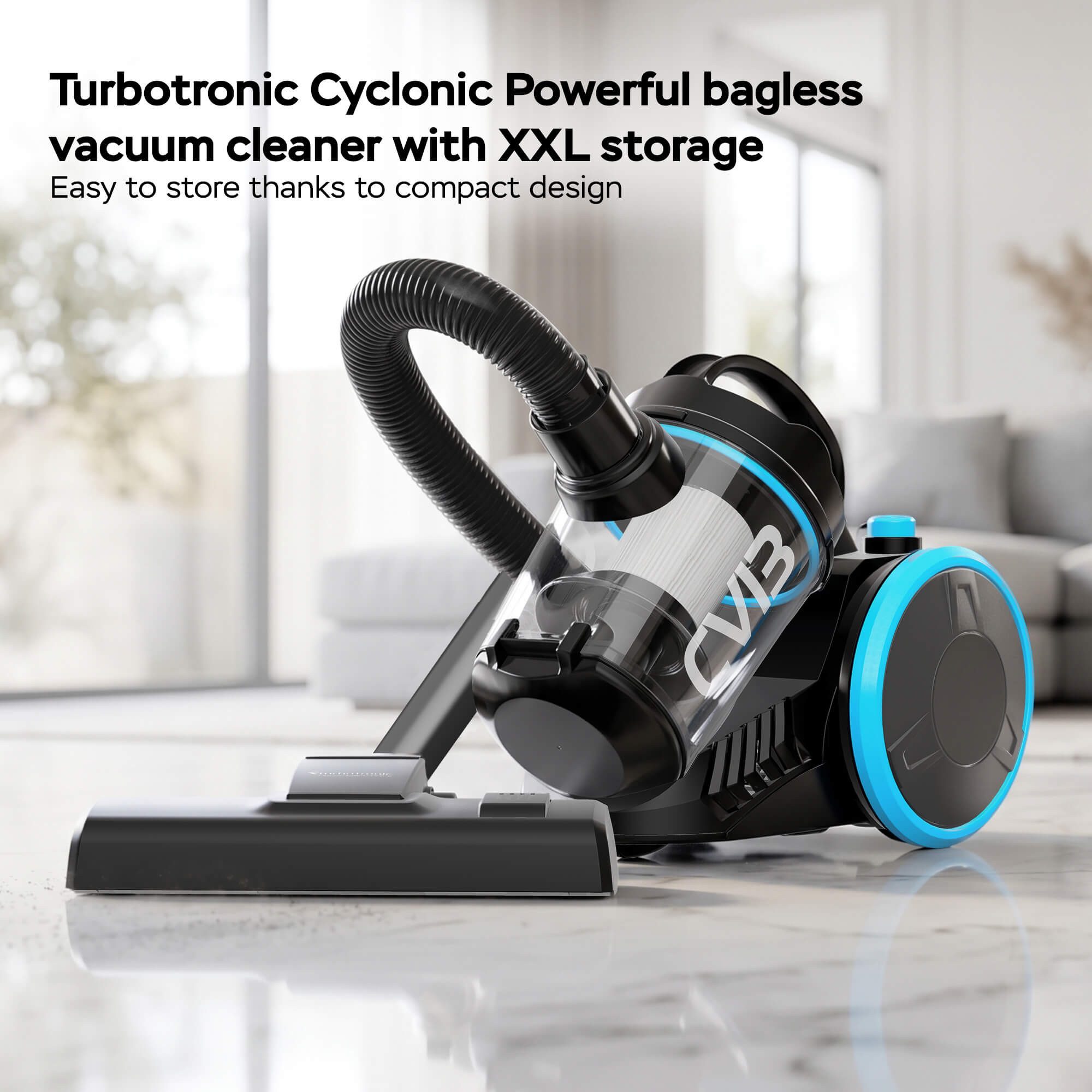 TurboTronic by Z-Line Bodenstaubsauger 700 W beutellos mit 18 kPa Saugkraft, 2,5 l Behälter und HEPA, 700 W, beutellos, Zyklon-Technologie, 16 m Aktionsradius, automatische Kabelaufwicklung
