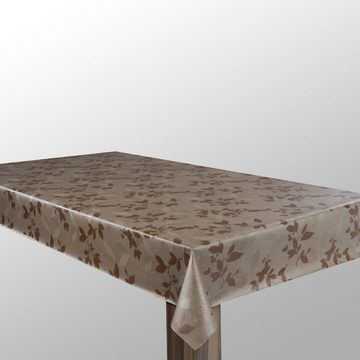 laro Tischdecke Wachstuch-Tischdecken Abwaschbar Braun Blätter geprägt rechteckig