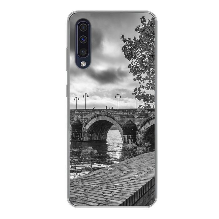 MuchoWow Handyhülle Brücke - Maastricht - Schwarz - Weiß Handyhülle Samsung Galaxy A50 Smartphone-Bumper Print Handy