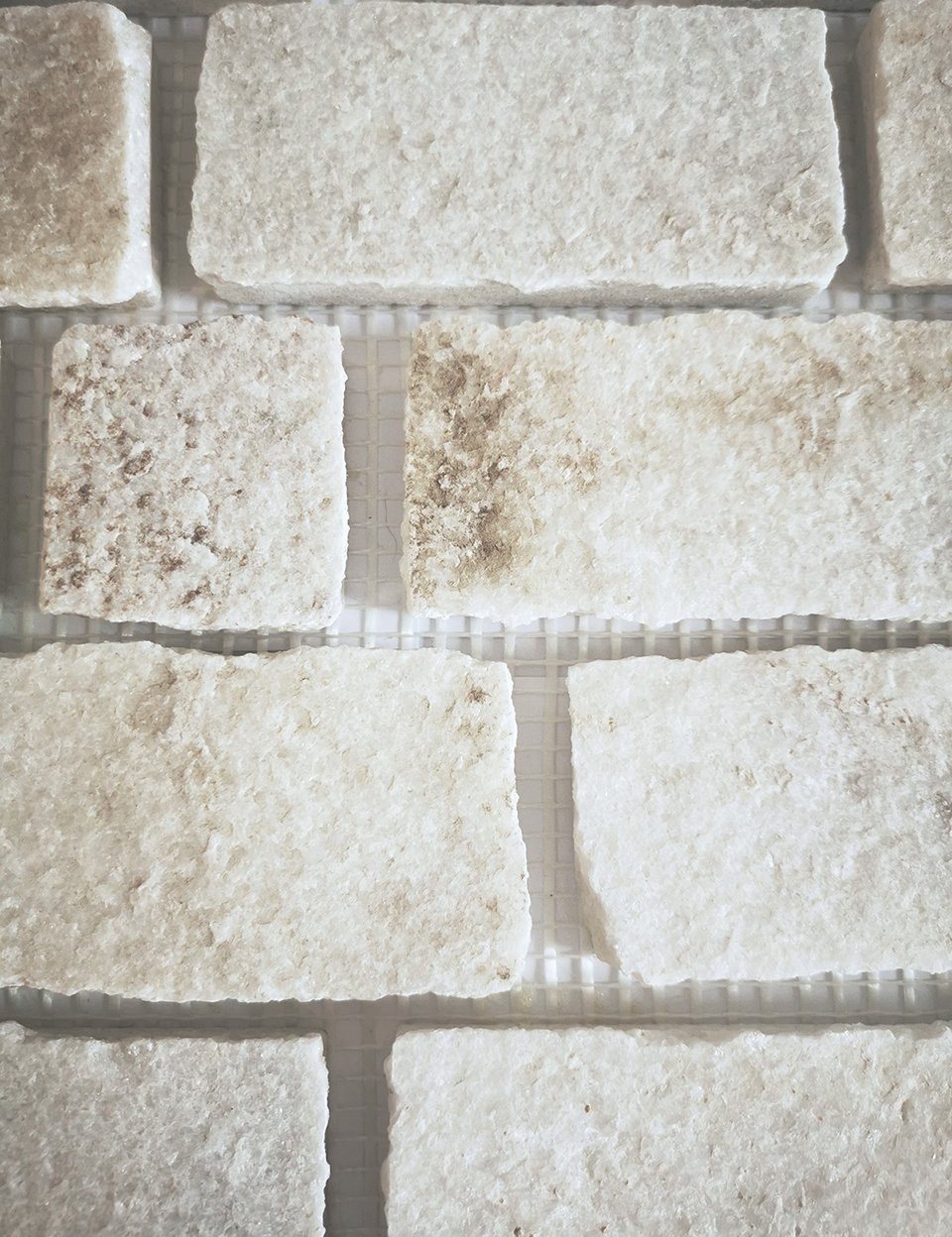 Mosani Mosaikfliesen Schiefer Mosaik Fliese Brick weiß Naturstein hellbeige Küche
