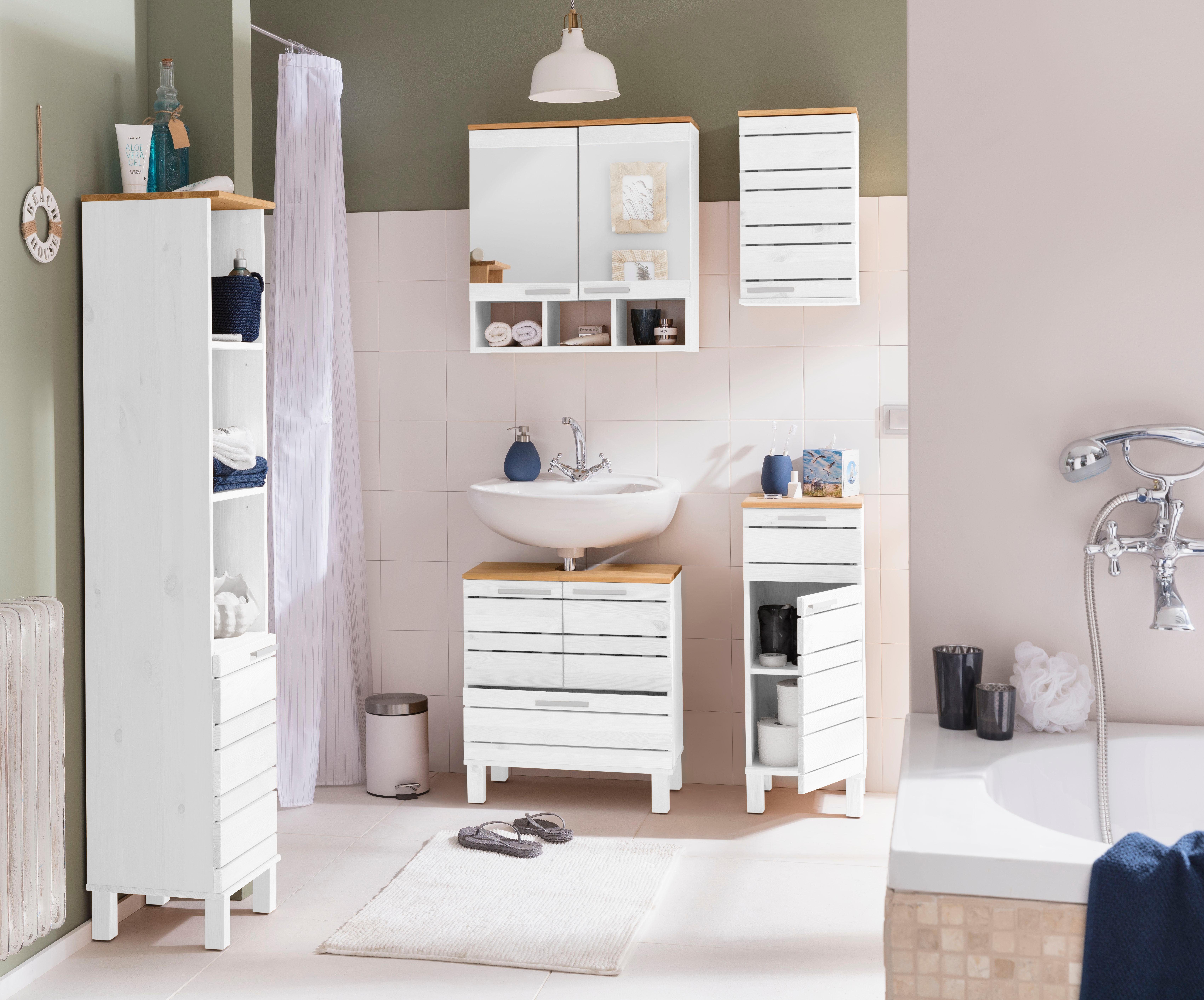 Home affaire Hochschrank JOSIE Breite 30 cm, aus Massivholz, verstellbare Einlegeböden, Metallgriffe