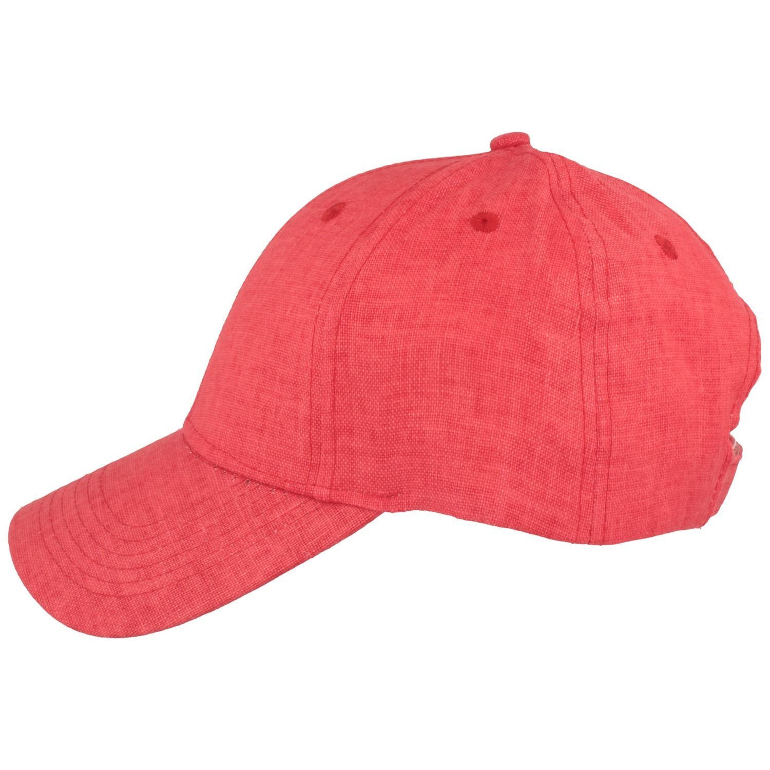 Leinen Baseball Damen Baseball-Cap Cap 301-Signalrot Baumwolle aus Breiter und