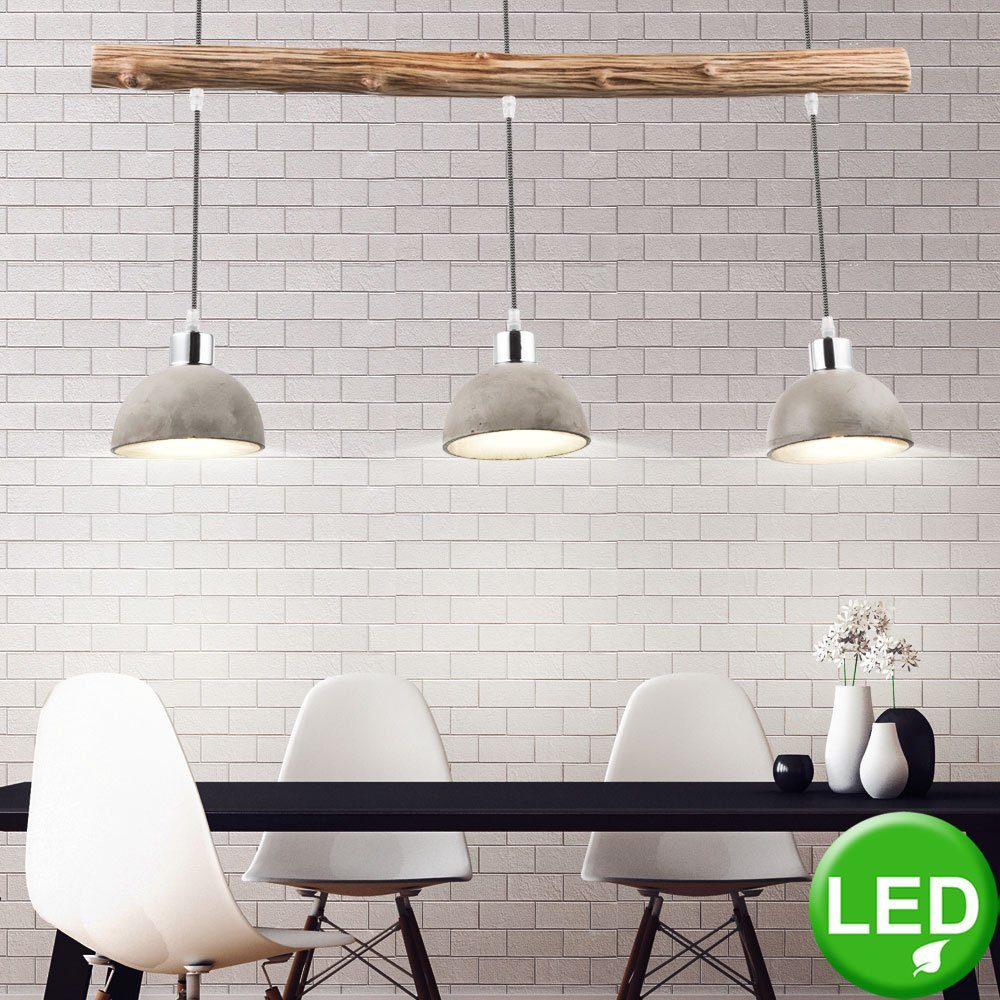 etc-shop LED Pendelleuchte, Leuchtmittel inklusive, Warmweiß, Hänge Lampe  Ess Zimmer Beton Strahler Holz Pendel Decken Leuchte im