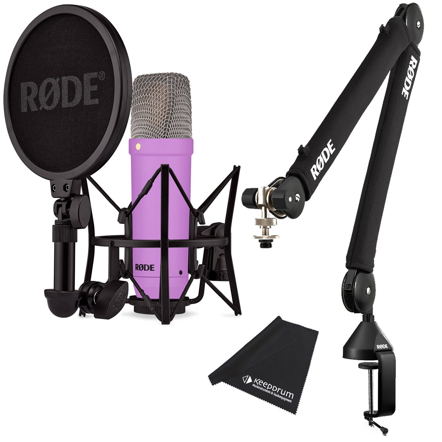 Mikrofon Rode NT1 Signature Mikrofon Lila mit PSA-1+ -Gelenkarm