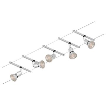 Paulmann Deckenleuchte Wire Systems Set in Chrom-matt GU5,3 5-flammig, keine Angabe, Leuchtmittel enthalten: Nein, warmweiss, Seilsystem