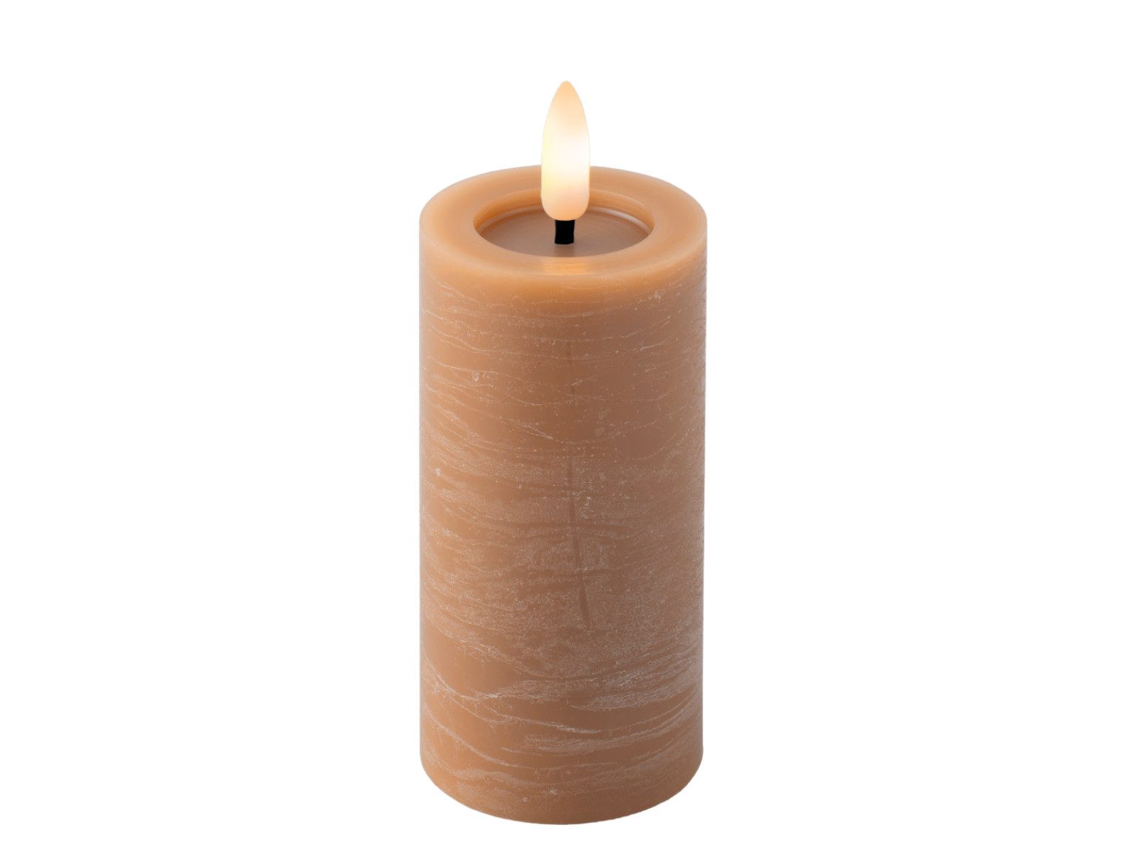 Dekofigur LED Kerze Wachs hellbraun/warmweiss 12,5cm