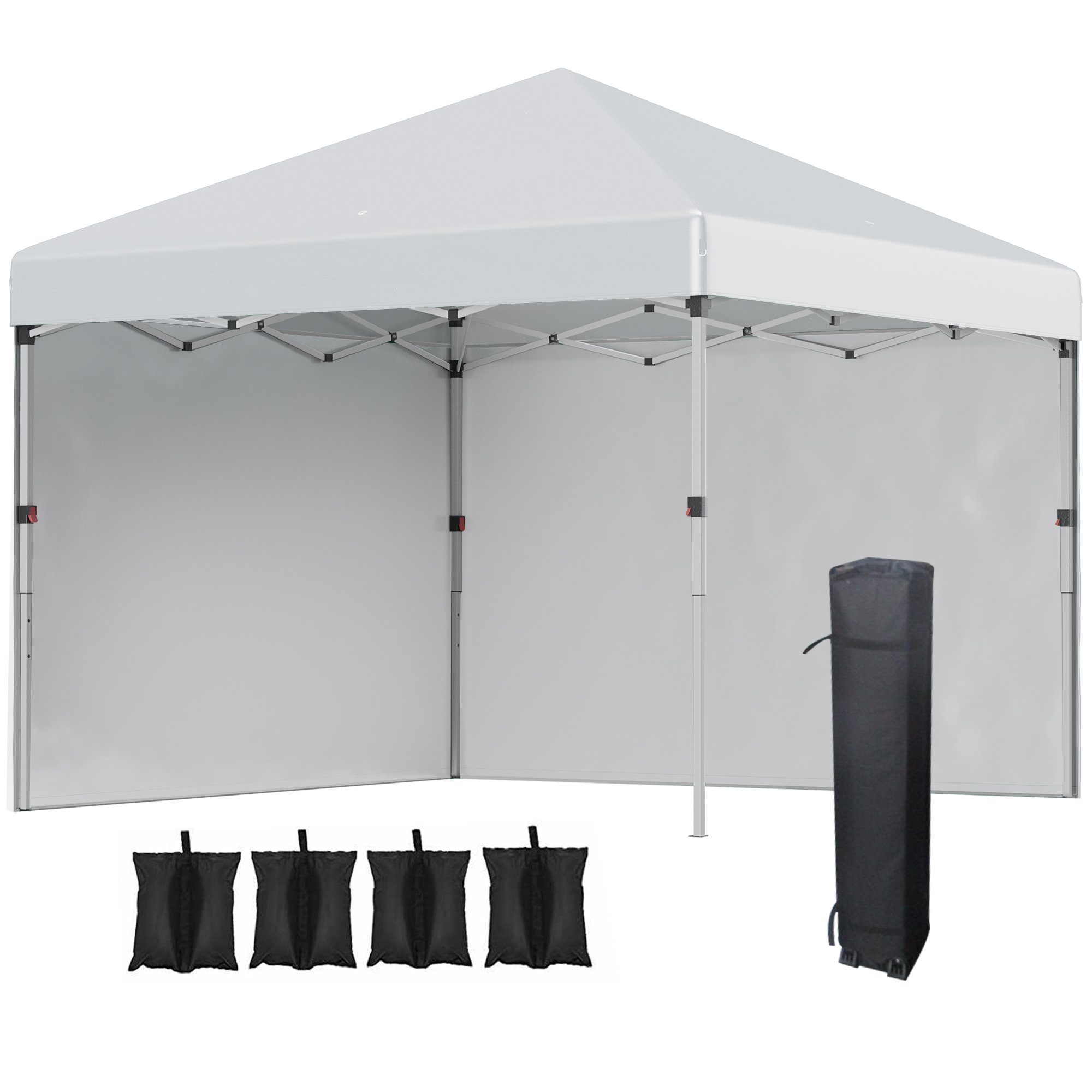 Outsunny Faltpavillon mit zwei Seitenwänden, mit 2 Seitenteilen, (Set