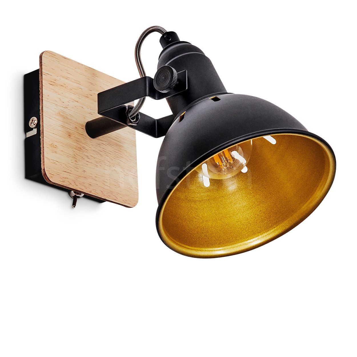 hofstein Wandleuchte »Arazane« Wandlampe aus Metall/Holz in Schwarz/Chrom/G günstig online kaufen