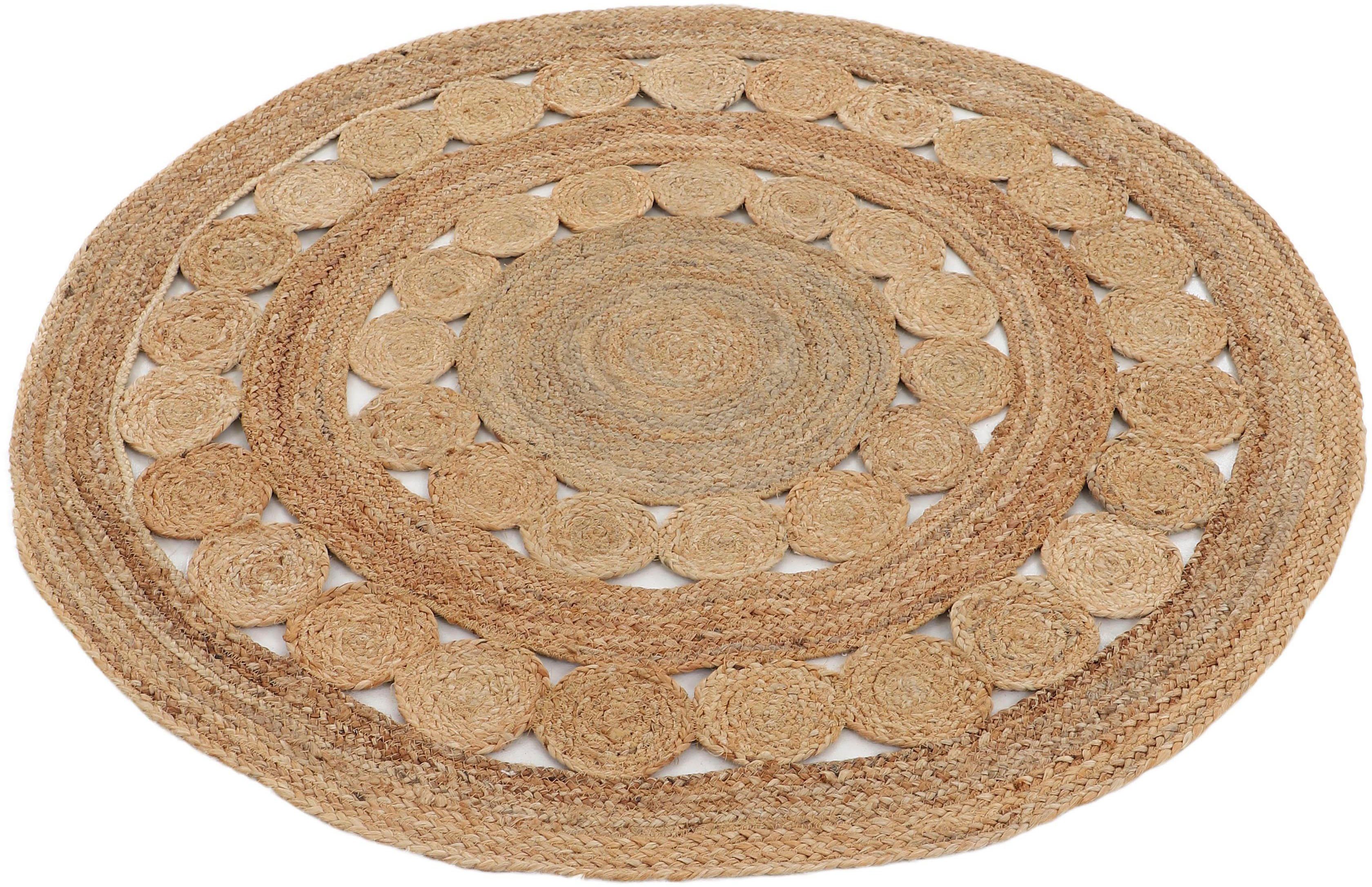 carpetfine Teppich Juteteppich Dana, rund, Höhe: 5 mm
