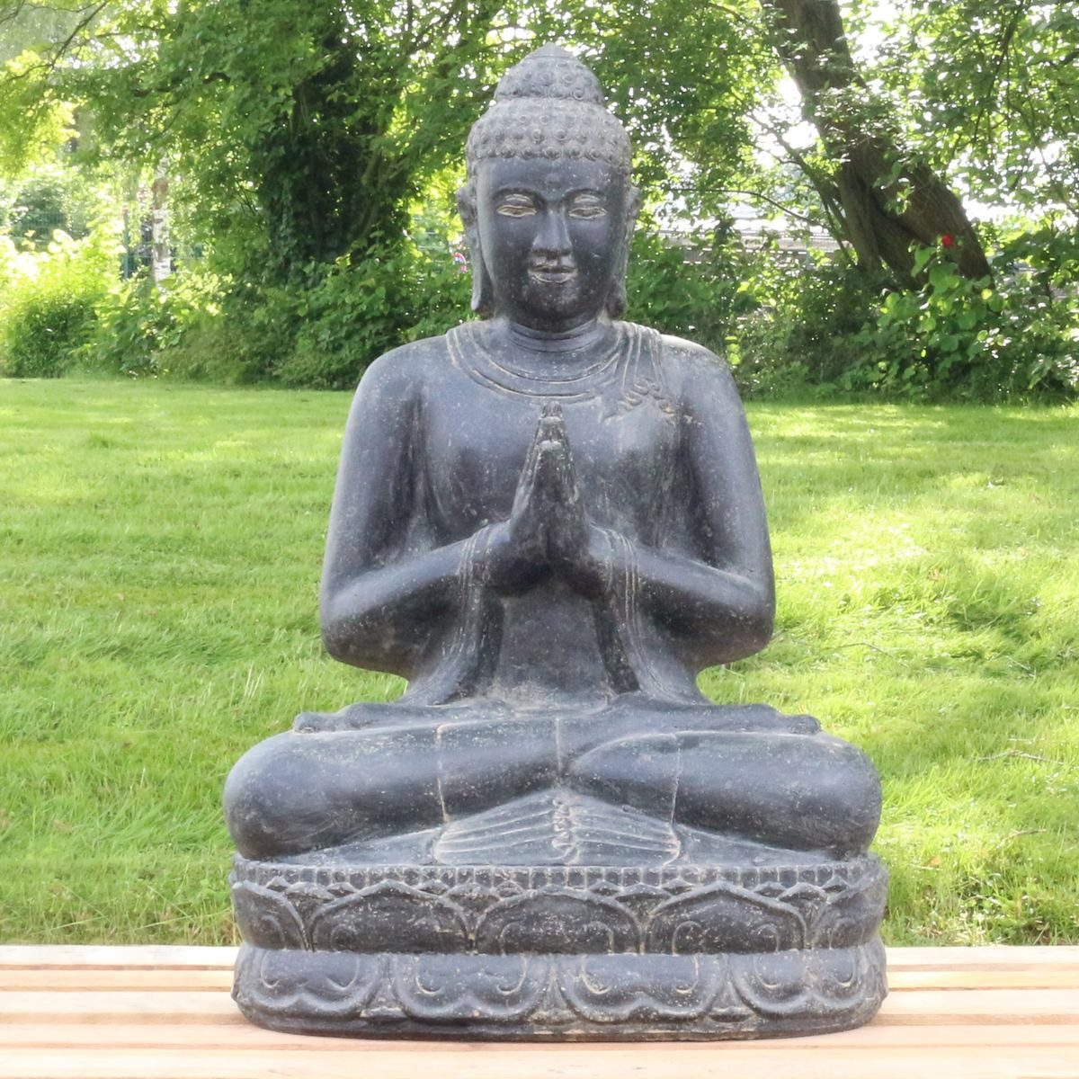 Oriental Galerie Dekofigur Buddha Figur sitzed Garten Steinfigur Greetings 80 cm (1 St)