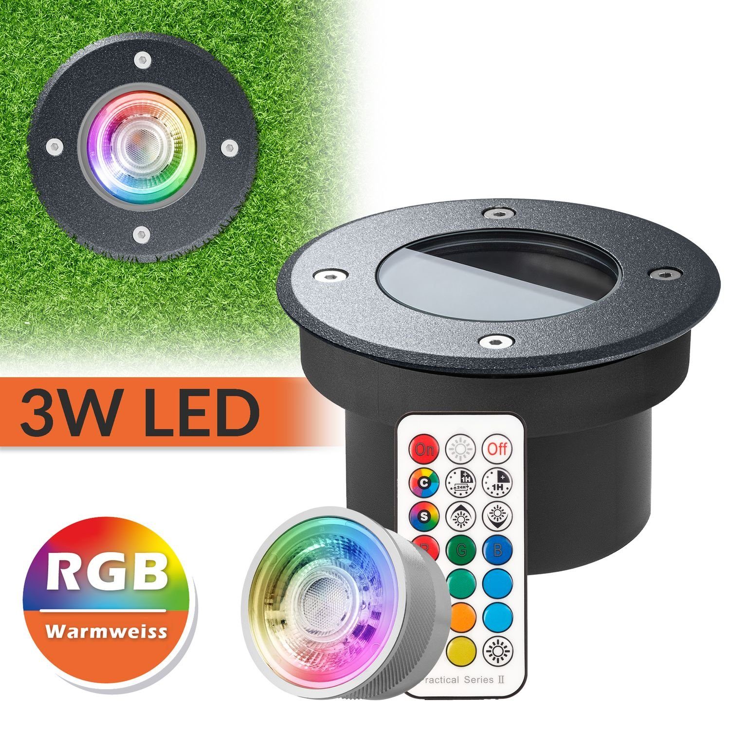LEDANDO LED Leuchtmittel LED RGB RGB Flacher tauschbarem v mit Einbaustrahler Bodeneinbaustrahler