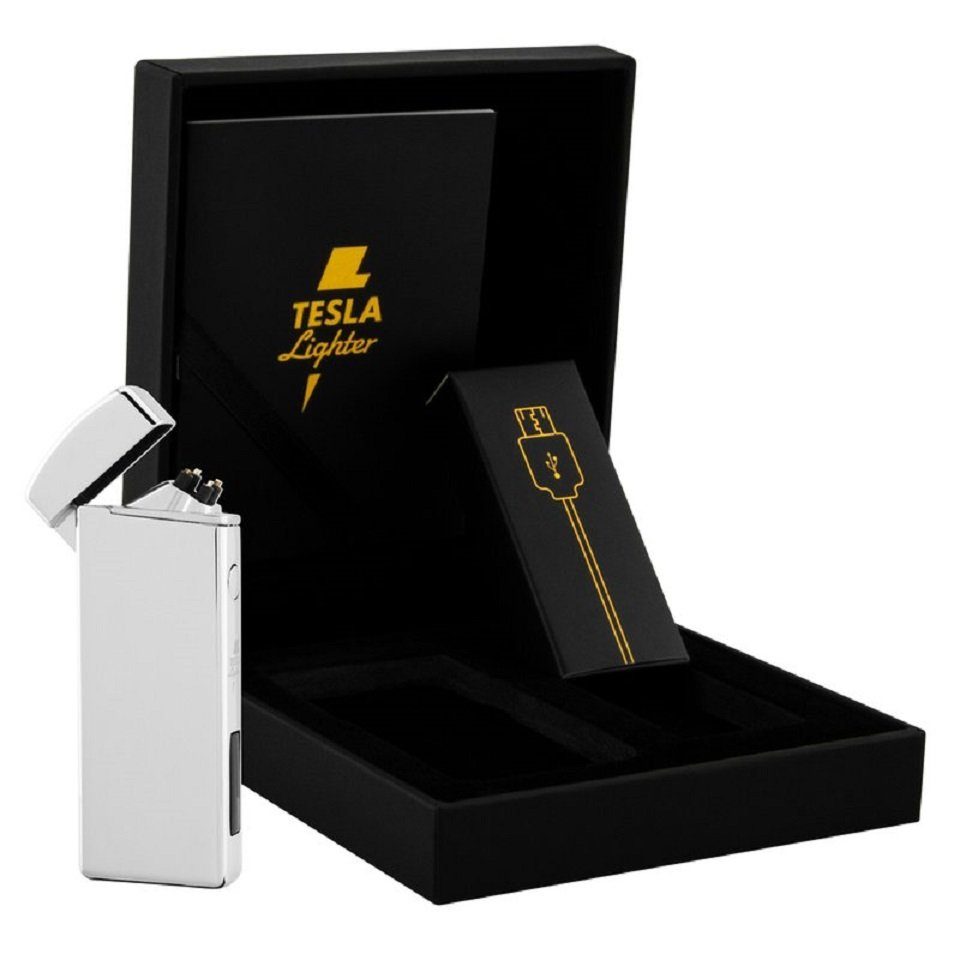 Feuerzeuge Feuerzeug mit Lichtbogen, rein elektrisch ohne Benzin oder Gas mit USB Ladekabel und schöner Geschenkverpackung - passt perfekt in die Hosentasche, Hochwertig und eine tolle Haptik und Optik, perfekt als Geschenkidee
