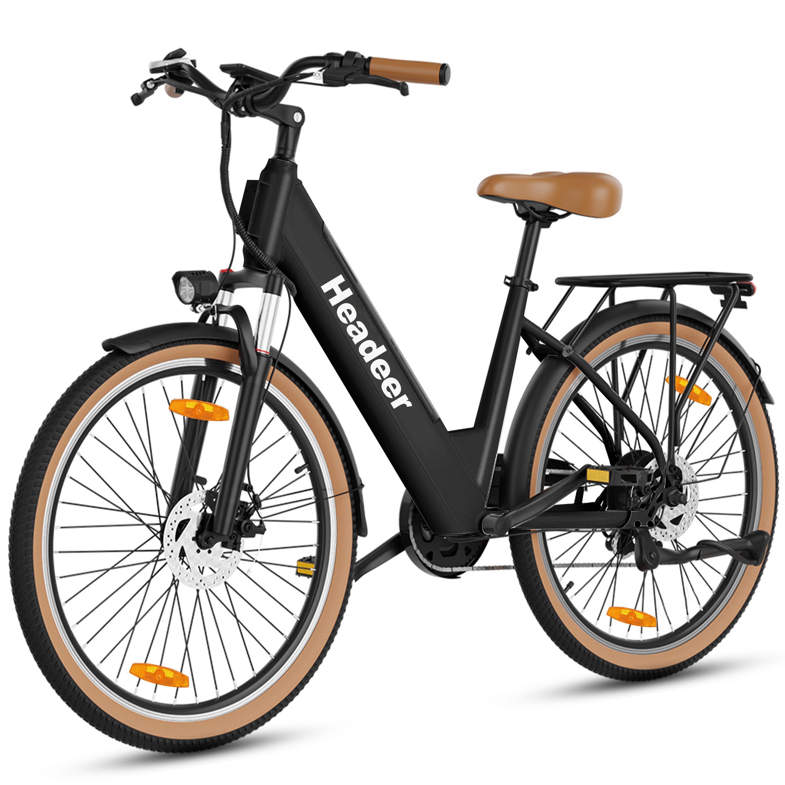 Vankel E-Bike Cityrad Herren u. Damen E-Citybike 26 Zoll 250W 648Wh 120km Tiefeinsteiger, 7 Gang Shimano, Kettenschaltung, Heckmotor, 648 Wh, City-Komfort für Pendelweg und Einkauf mit bis zu 120 km Reichweite