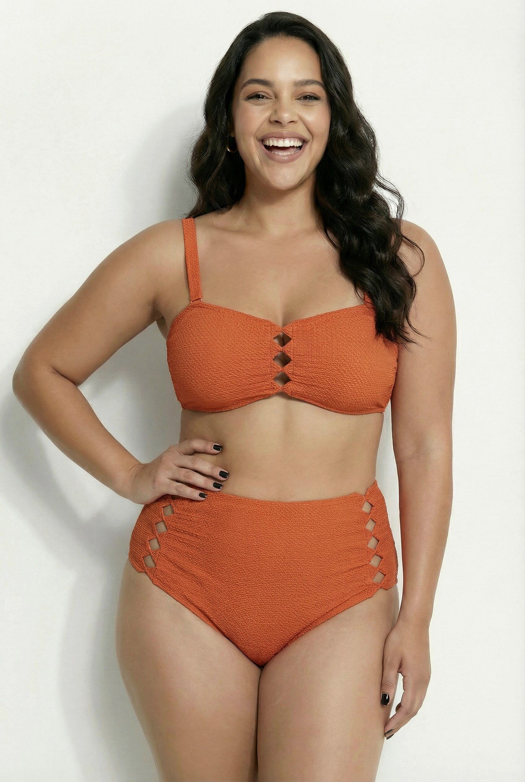 Ulla Popken Bügel-BH Bikini Cut-Out-Streifen Softcups