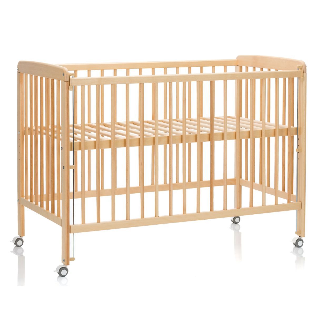 Fillikid Beistellbett Nena 60 x 120 cm - Natur, Beistellgitterbett Baby Bett Stubenwagen höhenverstellbar mit 4 Rollen