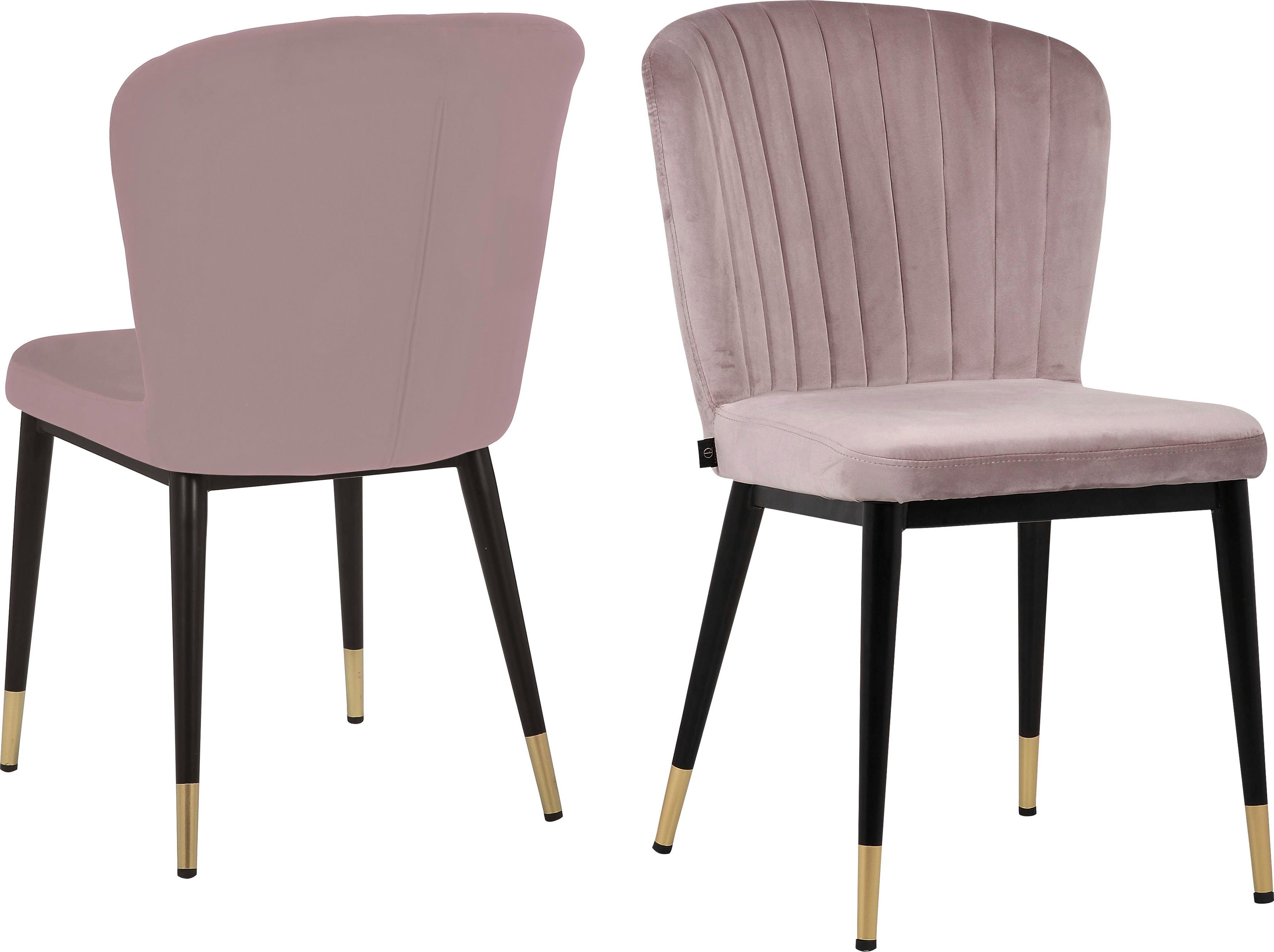 Rückenlehne, modernes Dinan (Set), mit gepolstertem 2er-Set Esszimmerstuhl Leonique und rosa Design Sitz