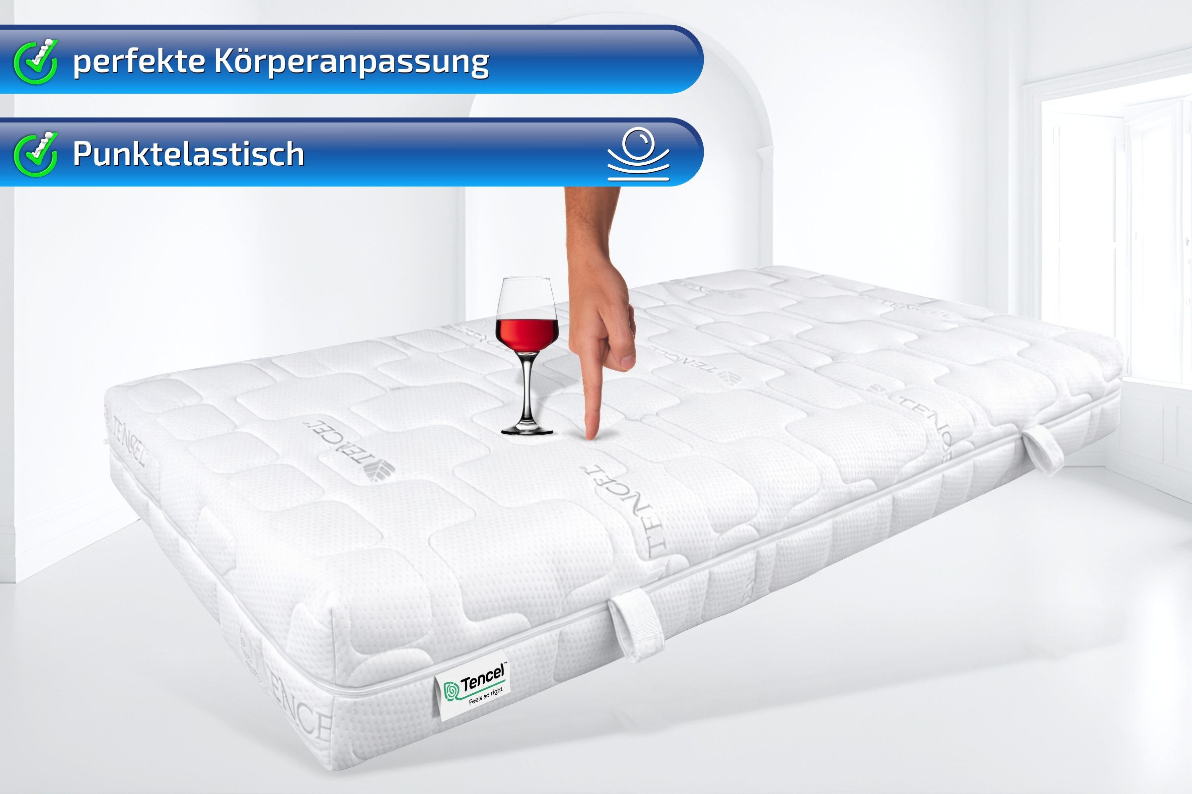 Kaltschaummatratze Terramed Visco 9 Zonen Matratze Visco-Schulterzone bester Kaltschaum, Matratzen Perfekt, 24 cm hoch, (Patentierte Würfelschnitt Technik, opti – Bild 5 von 5
