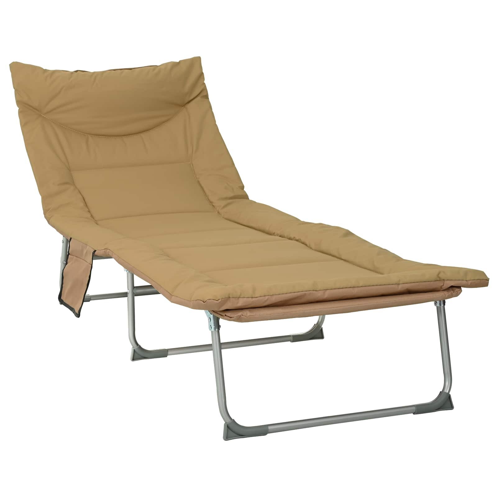vidaXL Campingliege 191 x 65 x 37 cm Klappbare Sonnenliege mit Kissen Beige