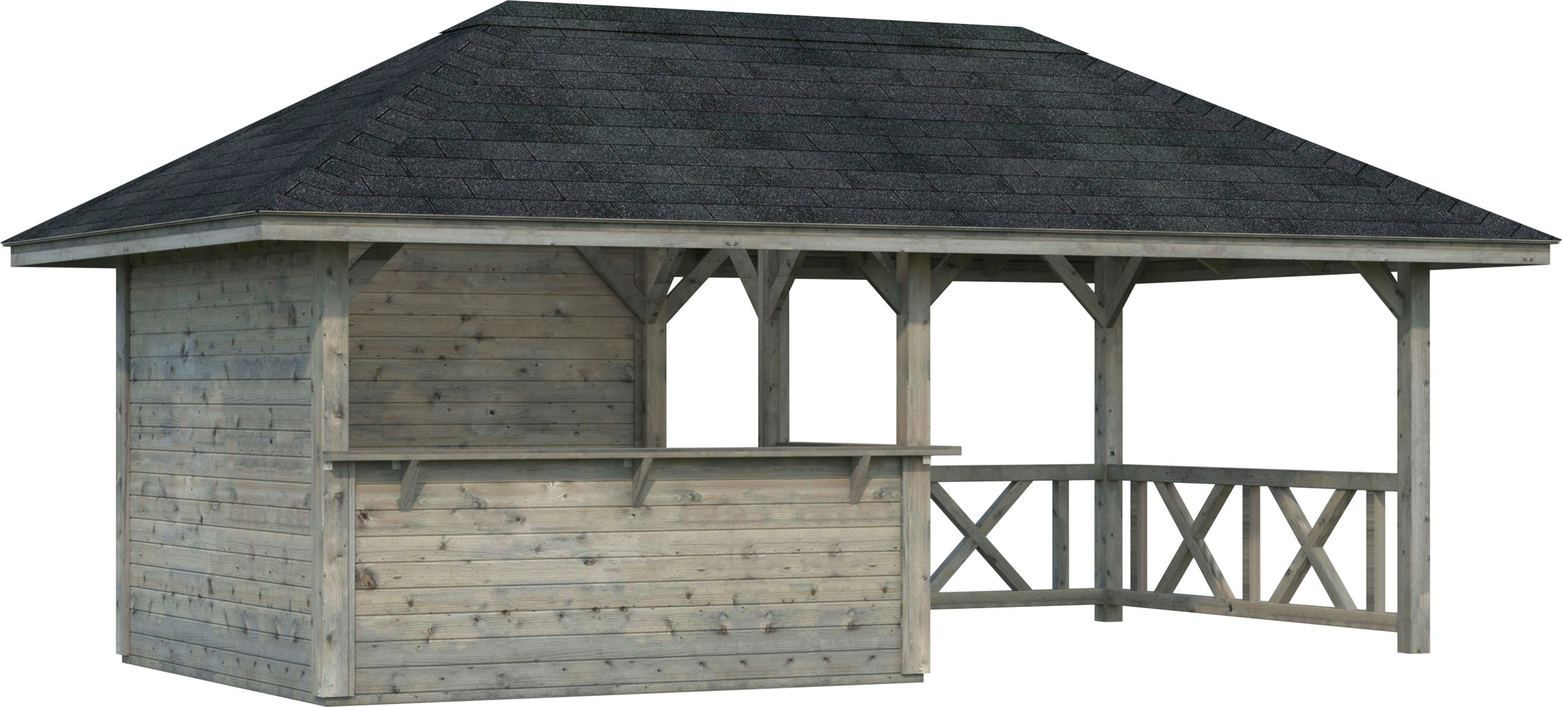 Palmako Holzpavillon Bianca 16,6 m² Set 3, mit 6 Seitenteilen, BxTxH: 588x300x323 cm