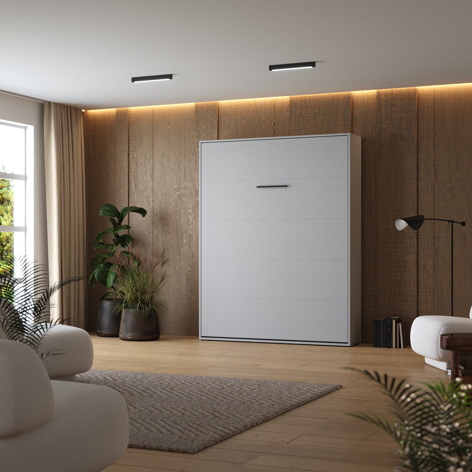 HeimLiving Schrankbett M1 160 x200 cm Vertikal mit Polsterrahmen Gasdruckfedern