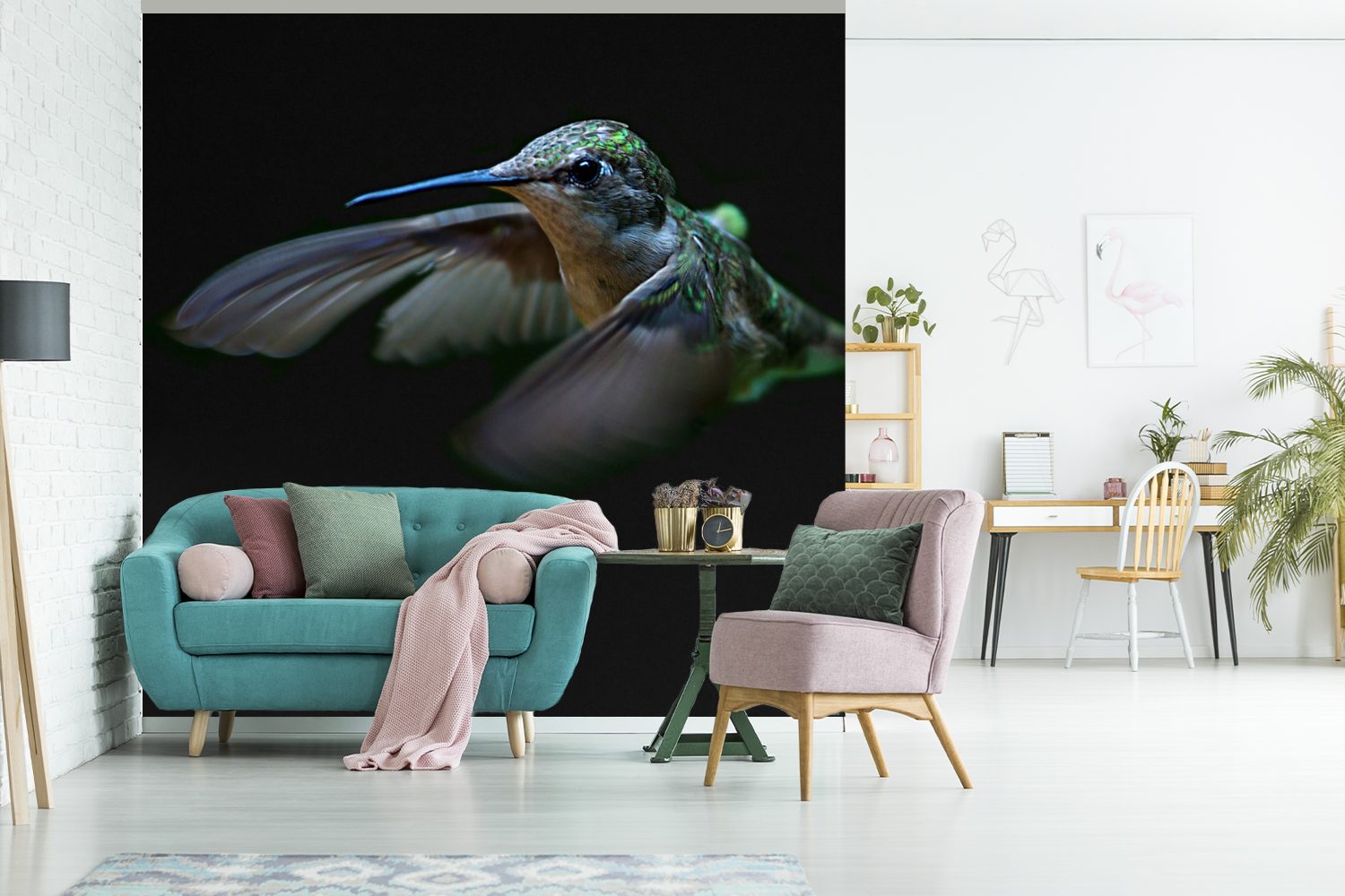 - Matt, Tapete - Wandtapete Kolibri Schlafzimmer, für Wohnzimmer Grün, oder Vinyl bedruckt, MuchoWow St), Fototapete Vogel (5