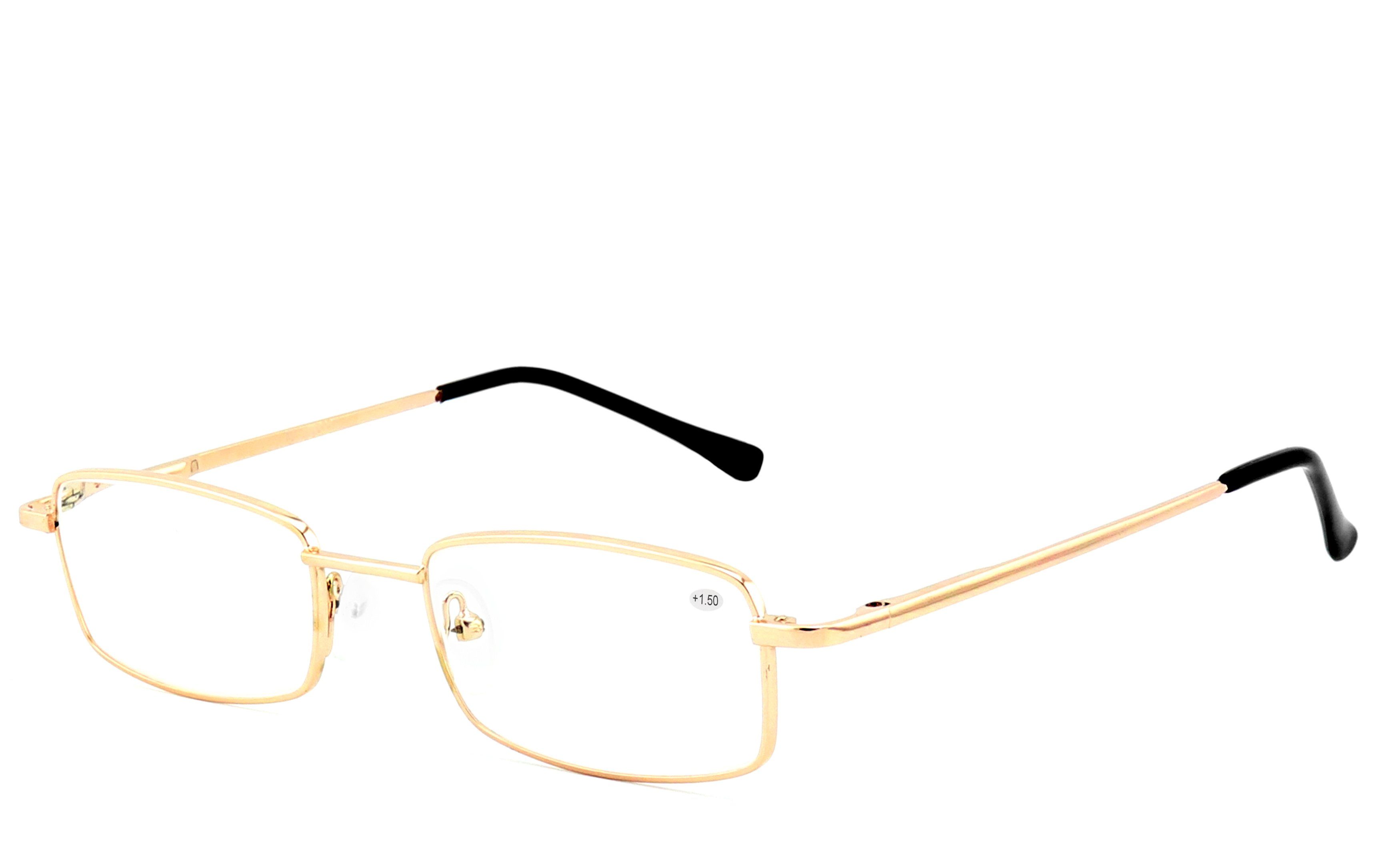 Lesebrille 004 Brillenbügel EYESTUFF Flex-Scharnieren Lesebrille hochwertigen gold, mit