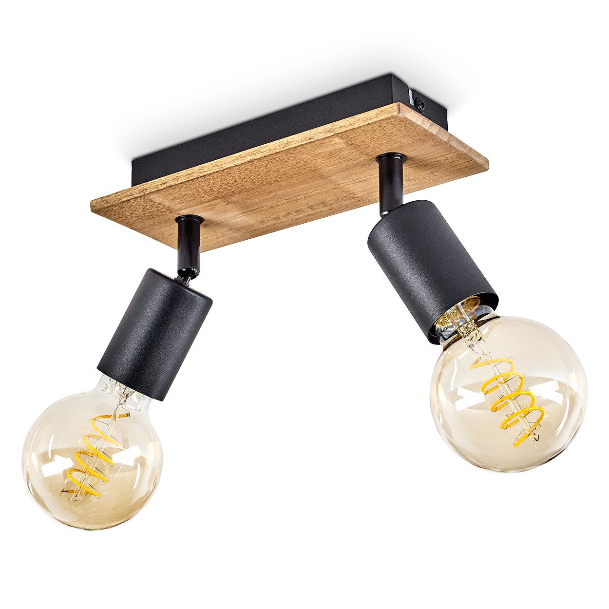 hofstein Deckenleuchte »Agnino« Deckenlampe aus Metall/Holz in Schwarz/Natu günstig online kaufen