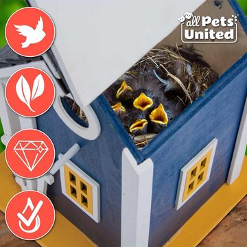 all Pets United Vogelhaus Nistplatz Vögel-Häuschen Villa aus Echtholz, Futterhaus & Nisthaus zum aufhängen im Garten