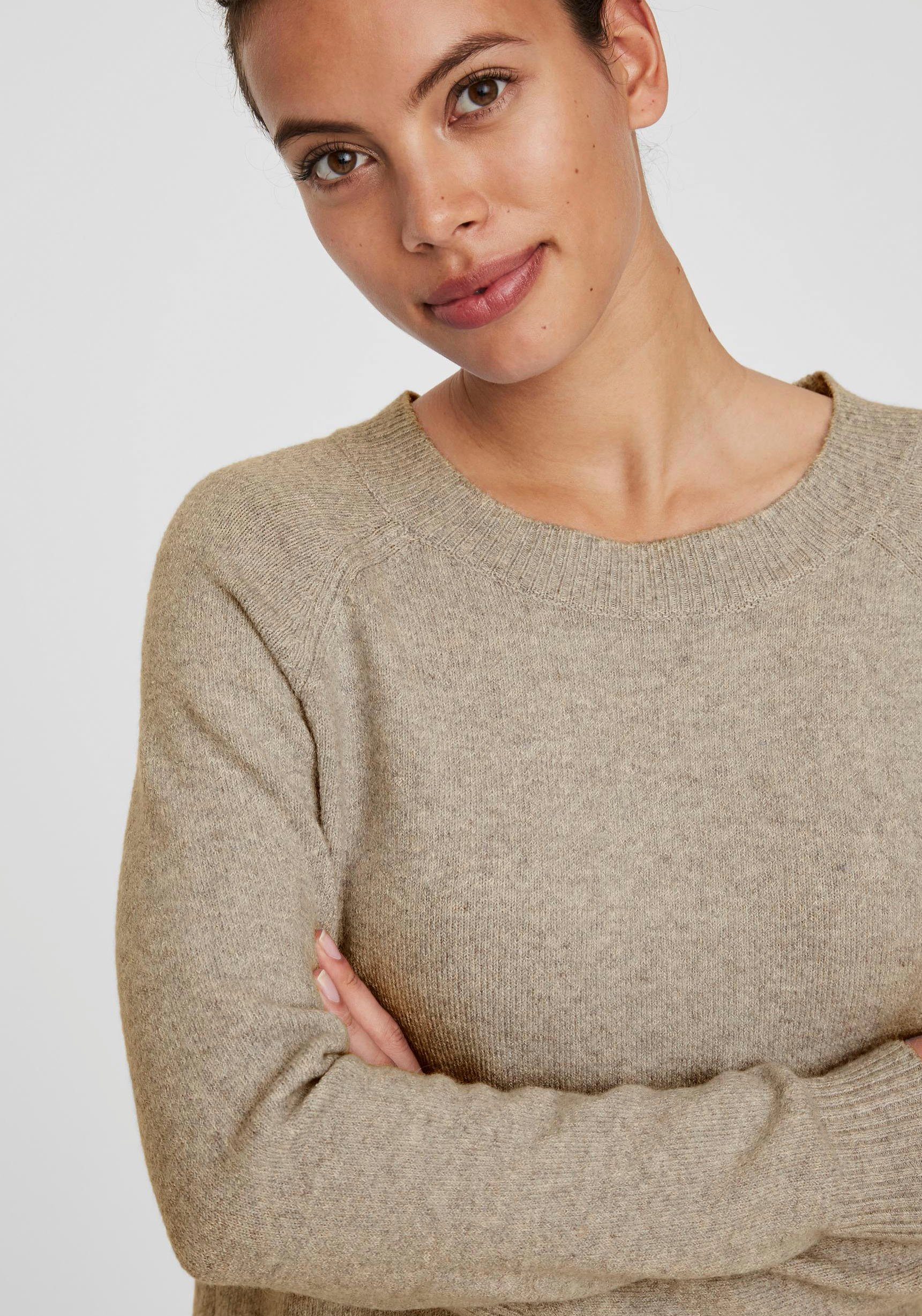 Vero Moda Rundhalspullover VMDOFFY in melierter Optik