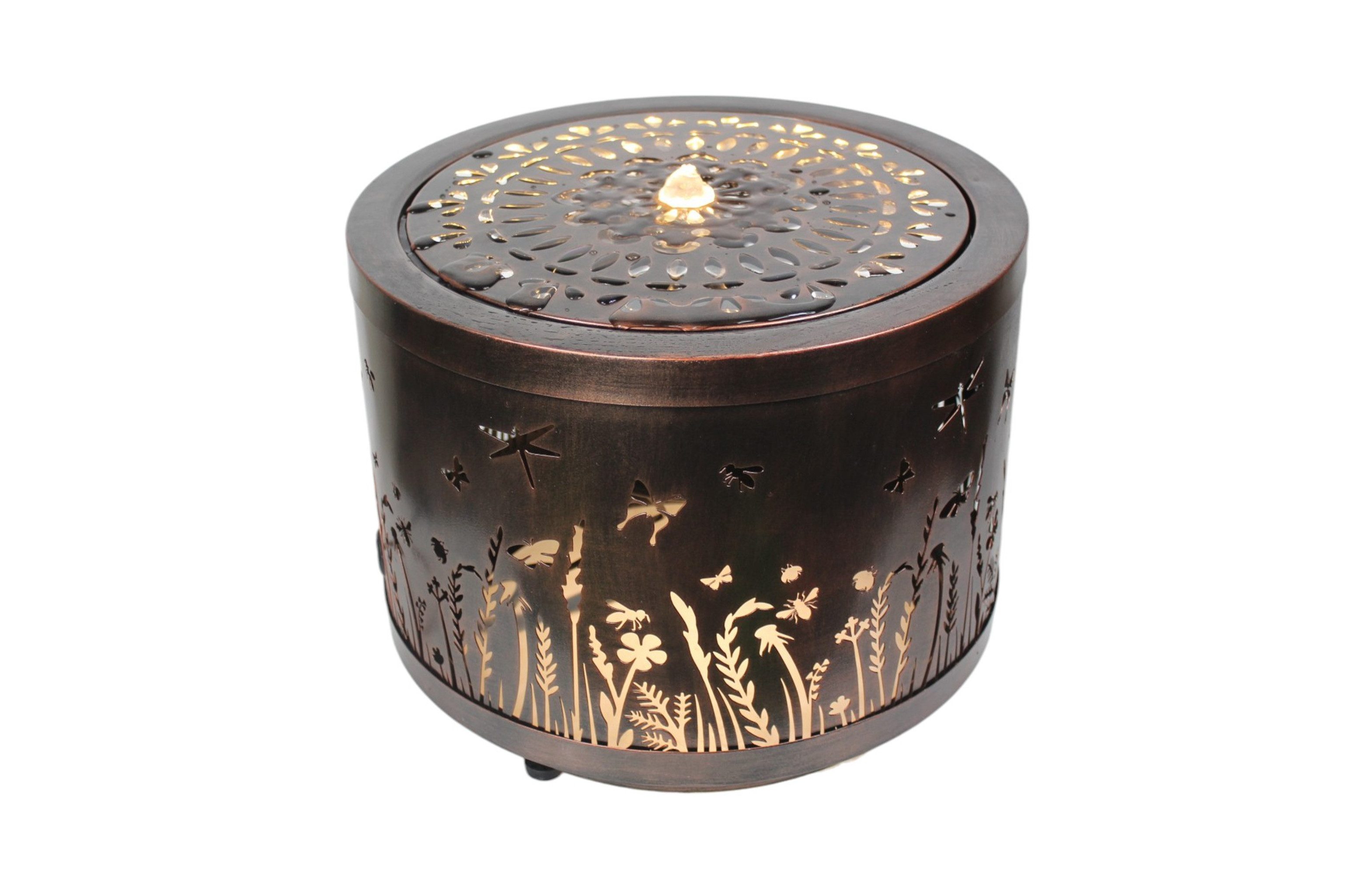 Arnusa Gartenbrunnen Metall Springbrunnen Lichtspiel rund günstig online kaufen