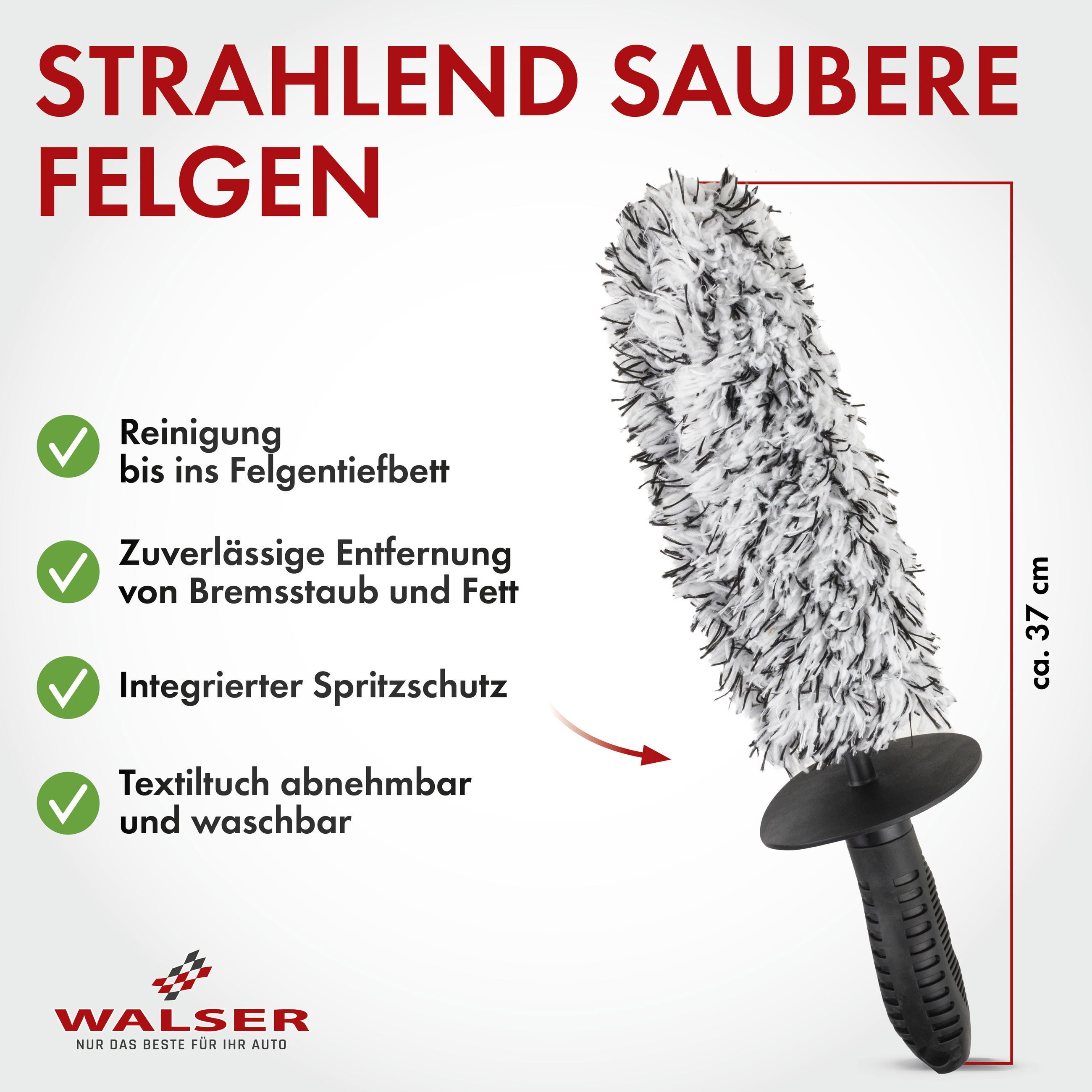 WALSER Felgenbürste Textil Reinigungstuch (1 Stück, 1-tlg)