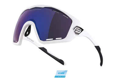 FORCE Fahrradbrille Sonnenbrille F OMBRO PLUS weiß-matt-blaue Laserlinse