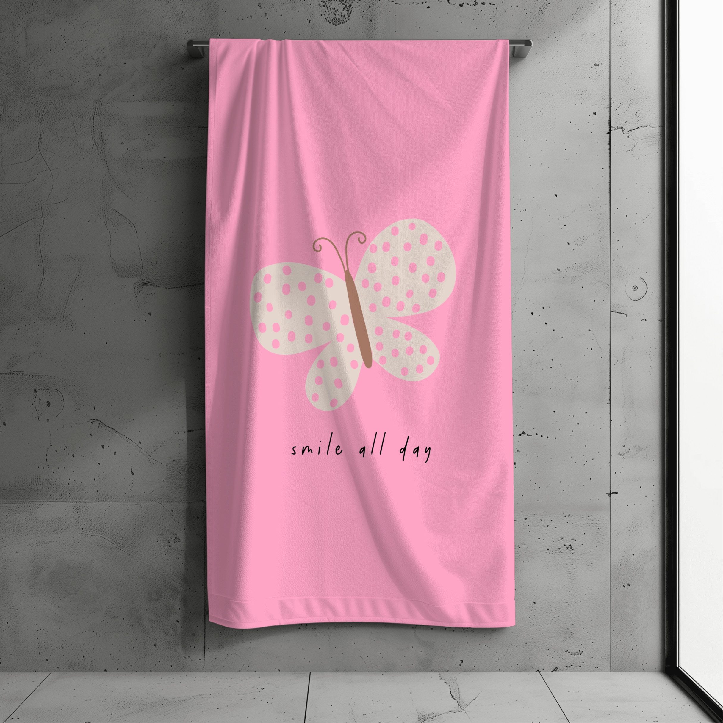 MTOnlinehandel Strandtuch Kinder • 70x140 cm • Schnelltrocknend, Baumwolle & Mikrofaser Mix (1-St), Badetuch • Weich & Saugfähig • Strand • Meer • Schmetterling