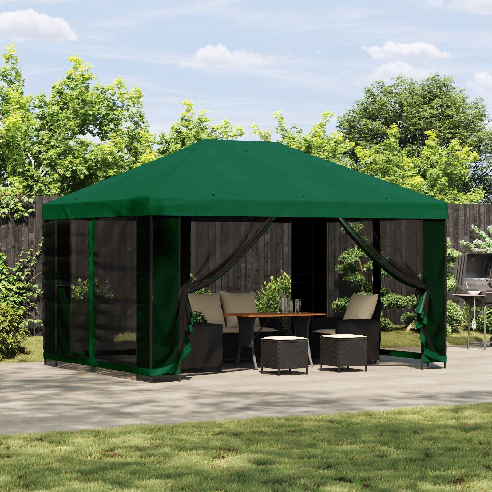 vidaXL Partyzelt Pavillon 4 x 3 m Grün Polyester und Stahl 190