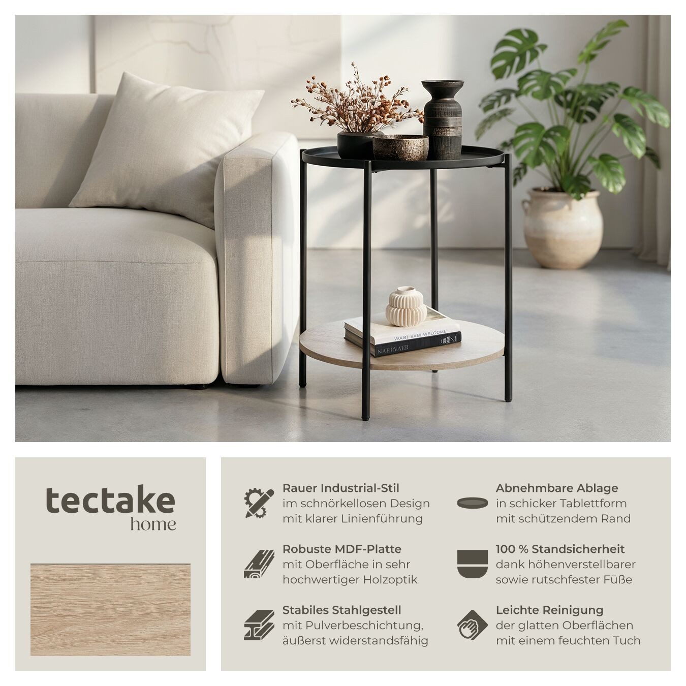 tectake Beistelltisch Sunderland (1-St., 1 tlg), günstig online kaufen