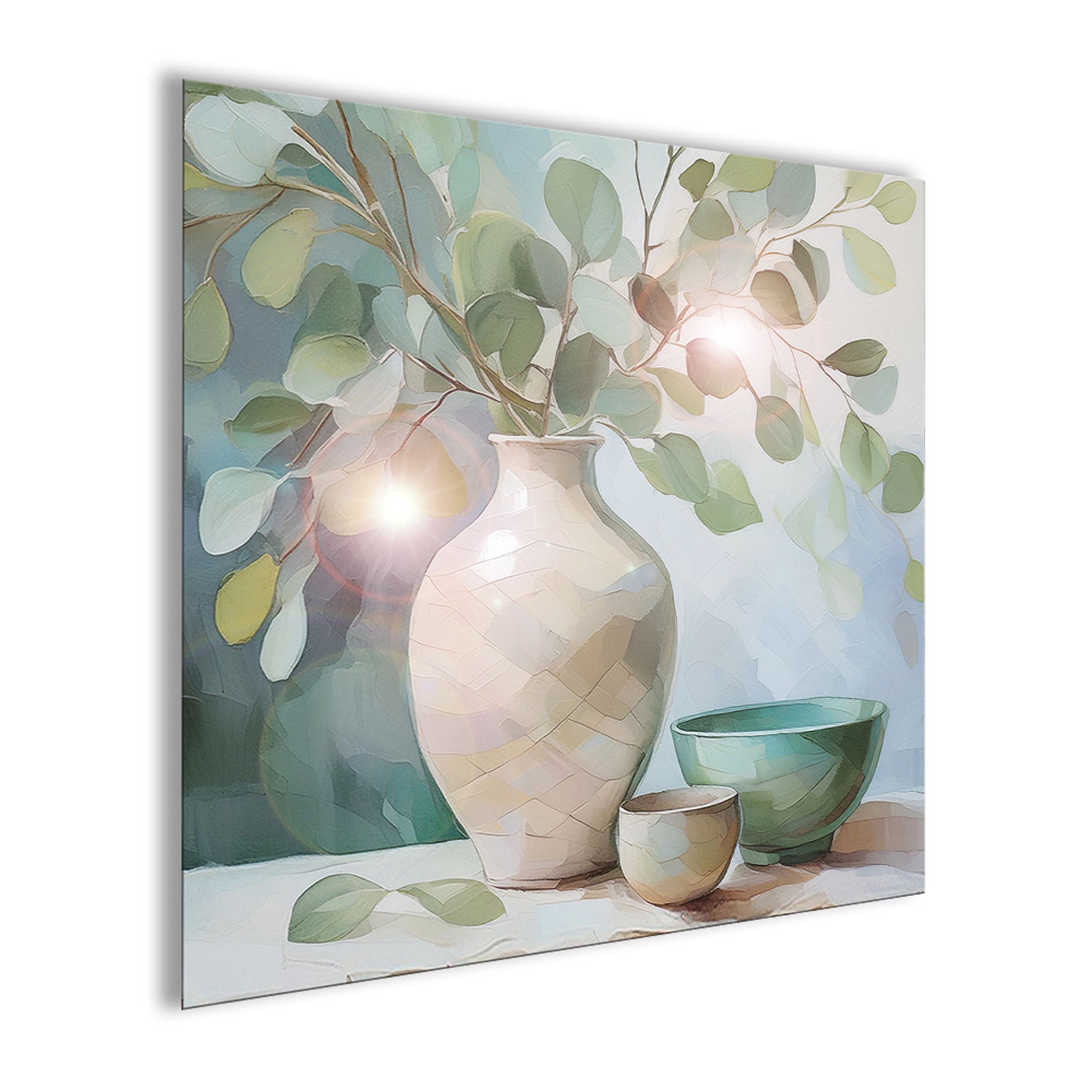 artissimo Glasbild Bild aus Glas 50x50 cm / Wandbild Quadratisch / Wanddeko modern, Stillleben: Eukalyptuszweige iin salbei grün – Bild 2 von 5