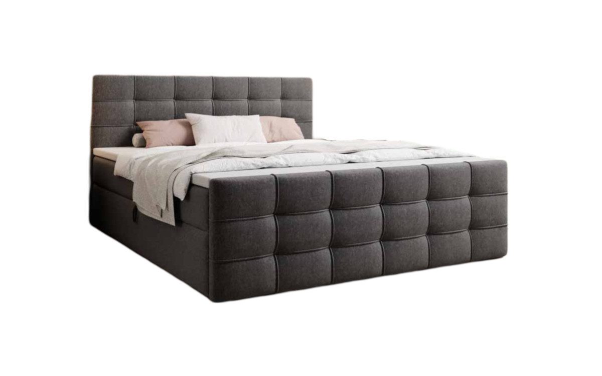 Luxusbetten24 Boxspringbett Luxor Stoff, mit Stauraum