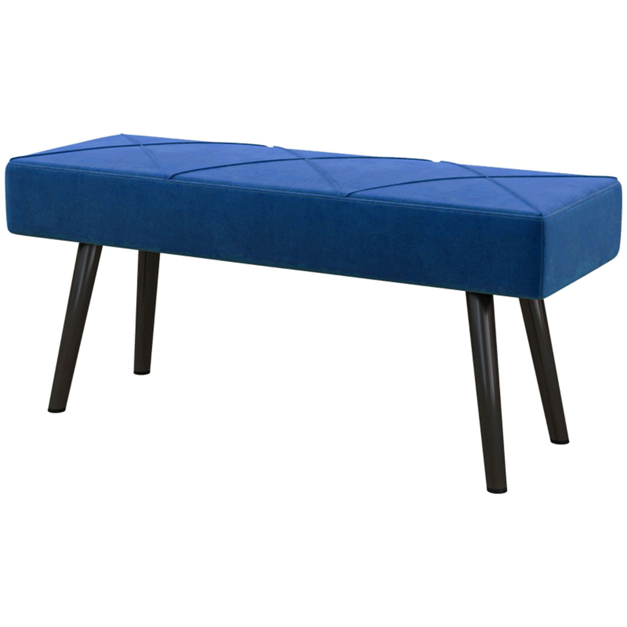 MC Star Polsterbank Sitzbank Bettbank, Flurbank mit X-Muster, in Samtoptik, bis 120 kg (Belastbar, für Schlafzimmer, 100 x 36 x 45 cm, Blau)