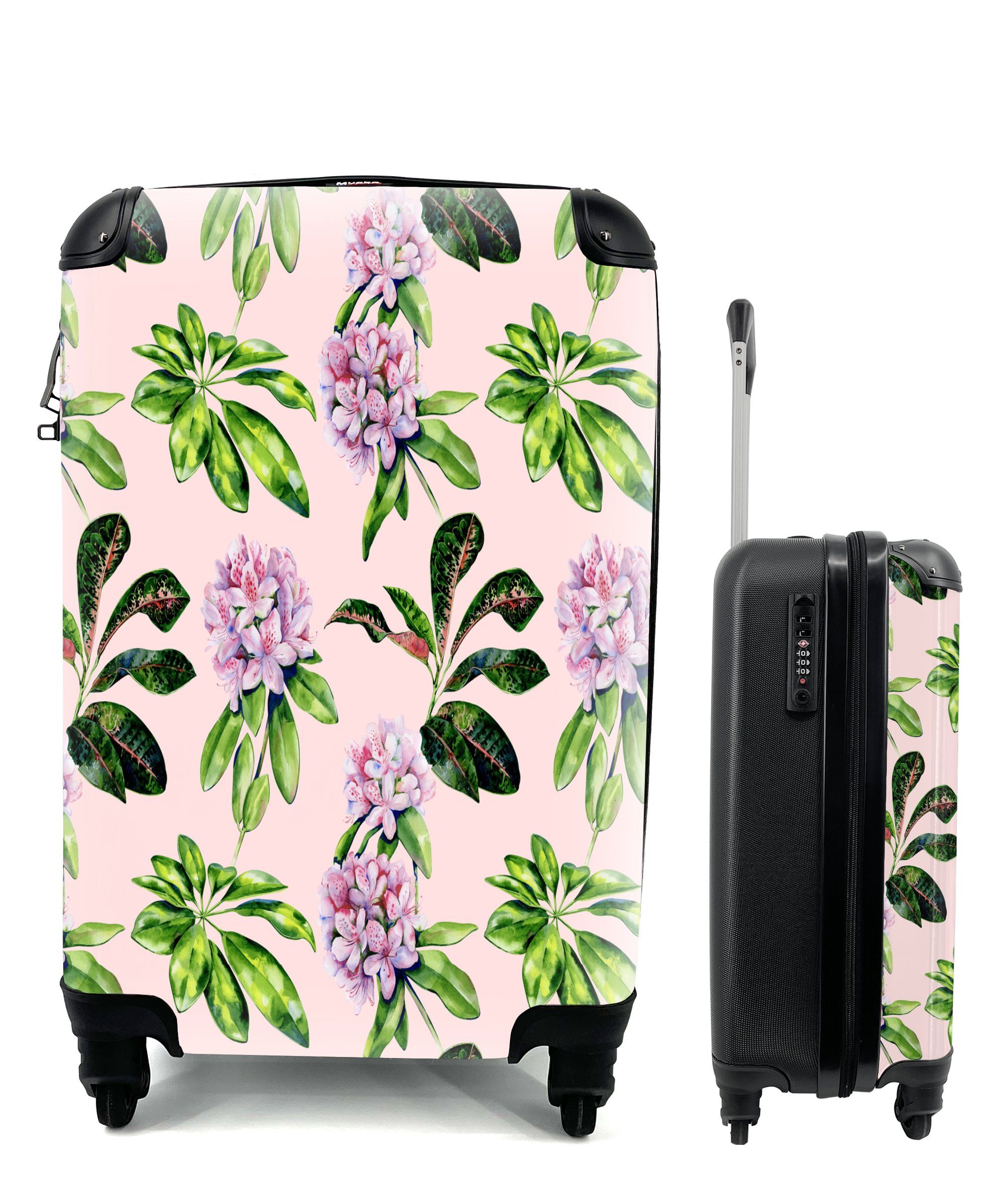 MuchoWow Handgepäckkoffer Blumen - Hortensie - Collage, 4 Rollen, Reisetasche mit rollen, Handgepäck für Ferien, Trolley, Reisekoffer