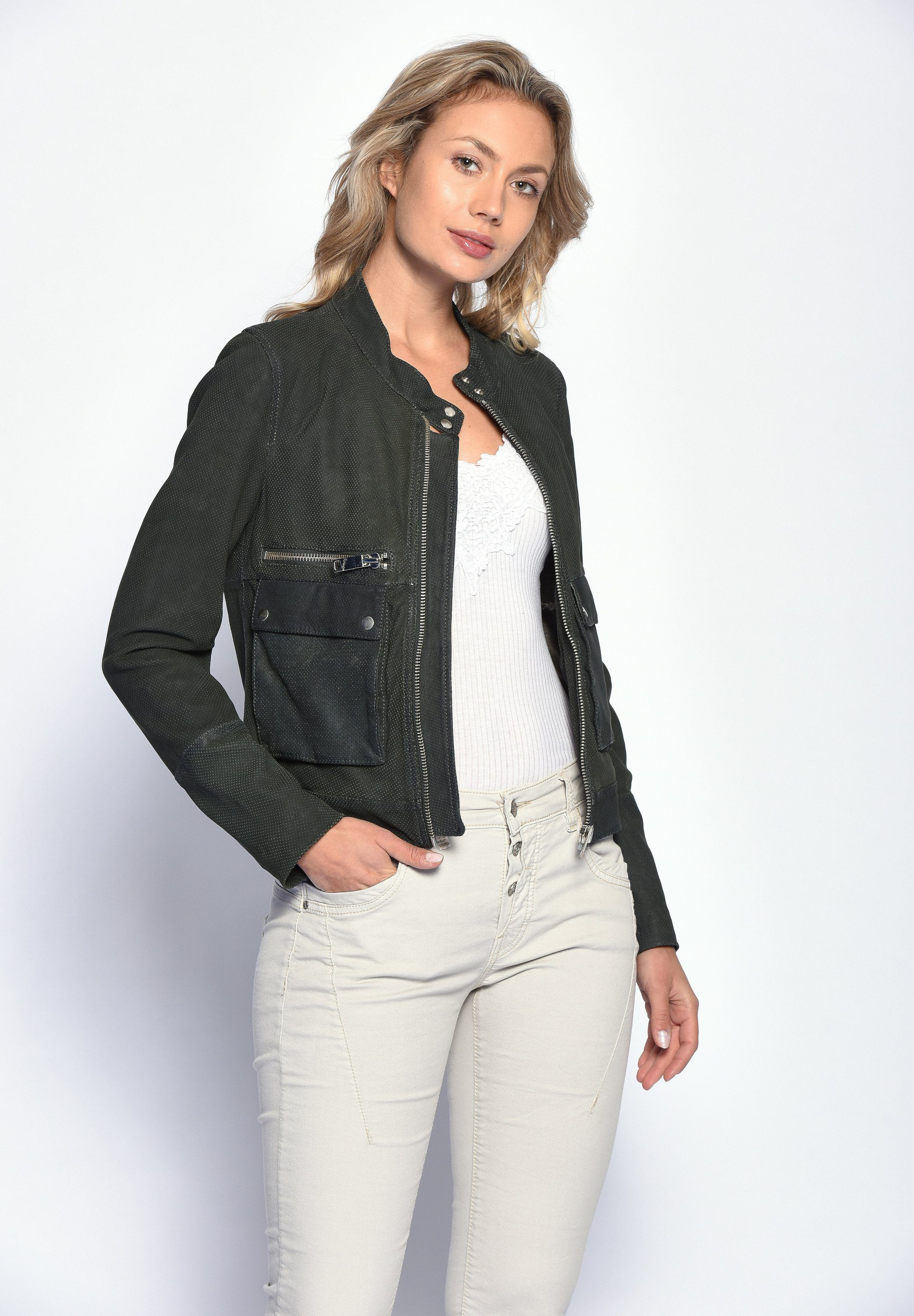 Maze Lederjacke petrol Clermont